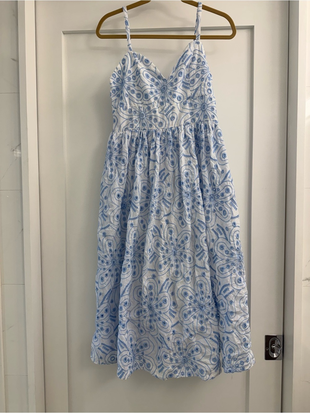 Lulu's White & Light Blue Eyelet Sundress